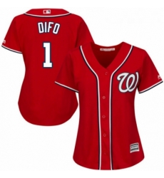 Womens Majestic Washington Nationals 1 Wilmer Difo Authentic Red Alternate 1 Cool Base MLB Jersey 