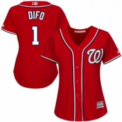 Womens Majestic Washington Nationals 1 Wilmer Difo Authentic Red Alternate 1 Cool Base MLB Jersey 