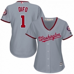 Womens Majestic Washington Nationals 1 Wilmer Difo Replica Grey Road Cool Base MLB Jersey 
