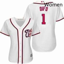 Womens Majestic Washington Nationals 1 Wilmer Difo Replica White Home Cool Base MLB Jersey 
