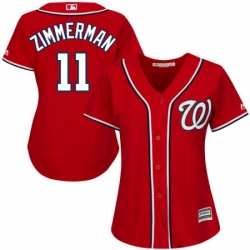 Womens Majestic Washington Nationals 11 Ryan Zimmerman Authentic Red Alternate 1 Cool Base MLB Jersey