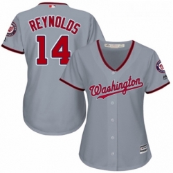 Womens Majestic Washington Nationals 14 Mark Reynolds Replica Grey Road Cool Base MLB Jersey 