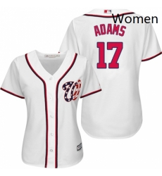 Womens Majestic Washington Nationals 17 Matt Adams Authentic White Home Cool Base MLB Jersey 