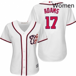 Womens Majestic Washington Nationals 17 Matt Adams Replica White Home Cool Base MLB Jersey 