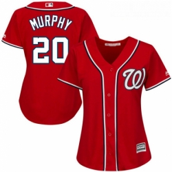 Womens Majestic Washington Nationals 20 Daniel Murphy Authentic Red Alternate 1 Cool Base MLB Jersey