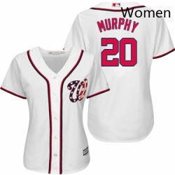 Womens Majestic Washington Nationals 20 Daniel Murphy Replica White Home Cool Base MLB Jersey