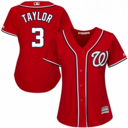 Womens Majestic Washington Nationals 3 Michael Taylor Authentic Red Alternate 1 Cool Base MLB Jersey
