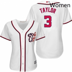 Womens Majestic Washington Nationals 3 Michael Taylor Authentic White Home Cool Base MLB Jersey