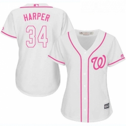 Womens Majestic Washington Nationals 34 Bryce Harper Authentic White Fashion Cool Base MLB Jersey