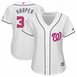 Womens Majestic Washington Nationals 34 Bryce Harper Authentic White Mothers Day Cool Base MLB Jersey