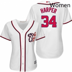 Womens Majestic Washington Nationals 34 Bryce Harper Replica White MLB Jersey