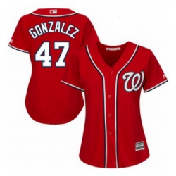Womens Majestic Washington Nationals 47 Gio Gonzalez Authentic Red Alternate 1 Cool Base MLB Jersey