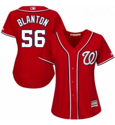 Womens Majestic Washington Nationals 56 Joe Blanton Replica Red Alternate 1 Cool Base MLB Jersey