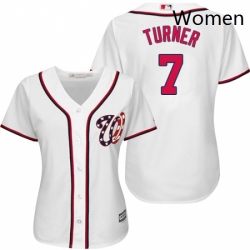 Womens Majestic Washington Nationals 7 Trea Turner Replica White Home Cool Base MLB Jersey
