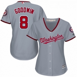 Womens Majestic Washington Nationals 8 Brian Goodwin Authentic Grey Road Cool Base MLB Jersey 