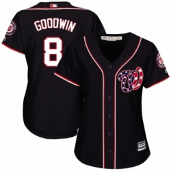 Womens Majestic Washington Nationals 8 Brian Goodwin Authentic Navy Blue Alternate 2 Cool Base MLB Jersey 