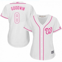 Womens Majestic Washington Nationals 8 Brian Goodwin Authentic White Fashion Cool Base MLB Jersey 
