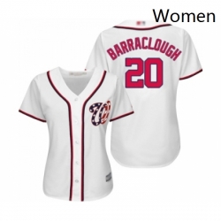 Womens Washington Nationals 20 Kyle Barraclough Replica White Home Cool Base Baseball Jersey 