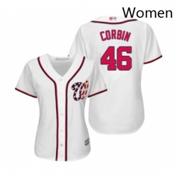 Womens Washington Nationals 46 Patrick Corbin Replica White Home Cool Base Baseball Jersey 