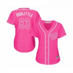 Womens Washington Nationals 63 Sean Doolittle Replica Pink Fashion Cool Base Baseball Jersey 
