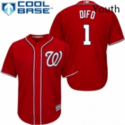 Youth Majestic Washington Nationals 1 Wilmer Difo Authentic Red Alternate 1 Cool Base MLB Jersey 