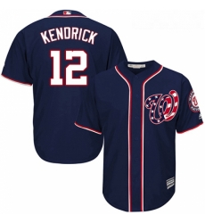 Youth Majestic Washington Nationals 12 Howie Kendrick Authentic Navy Blue Alternate 2 Cool Base MLB Jersey 