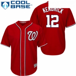Youth Majestic Washington Nationals 12 Howie Kendrick Replica Red Alternate 1 Cool Base MLB Jersey 