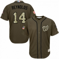 Youth Majestic Washington Nationals 14 Mark Reynolds Authentic Green Salute to Service MLB Jersey 