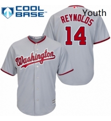 Youth Majestic Washington Nationals 14 Mark Reynolds Authentic Grey Road Cool Base MLB Jersey 