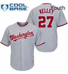 Youth Majestic Washington Nationals 27 Shawn Kelley Authentic Grey Road Cool Base MLB Jersey