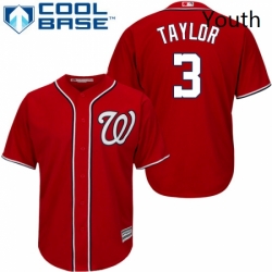 Youth Majestic Washington Nationals 3 Michael Taylor Authentic Red Alternate 1 Cool Base MLB Jersey