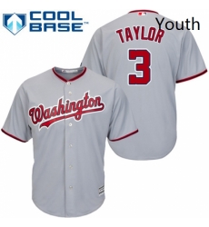 Youth Majestic Washington Nationals 3 Michael Taylor Replica Grey Road Cool Base MLB Jersey