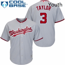 Youth Majestic Washington Nationals 3 Michael Taylor Replica Grey Road Cool Base MLB Jersey