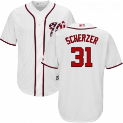 Youth Majestic Washington Nationals 31 Max Scherzer Authentic White Home Cool Base MLB Jersey
