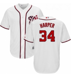 Youth Majestic Washington Nationals 34 Bryce Harper Authentic White Home Cool Base MLB Jersey