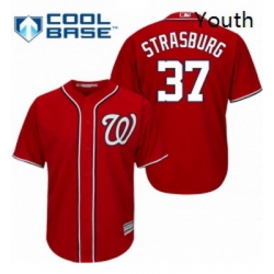 Youth Majestic Washington Nationals 37 Stephen Strasburg Authentic Red Alternate 1 Cool Base MLB Jersey