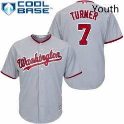 Youth Majestic Washington Nationals 7 Trea Turner Authentic Grey Road Cool Base MLB Jersey