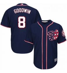 Youth Majestic Washington Nationals 8 Brian Goodwin Authentic Navy Blue Alternate 2 Cool Base MLB Jersey 