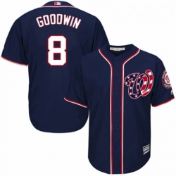 Youth Majestic Washington Nationals 8 Brian Goodwin Authentic Navy Blue Alternate 2 Cool Base MLB Jersey 