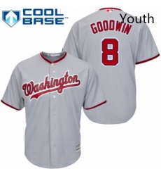 Youth Majestic Washington Nationals 8 Brian Goodwin Replica Grey Road Cool Base MLB Jersey 