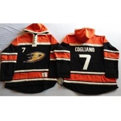 Anaheim Ducks 7 Andrew Cogliano Black Sawyer Hooded Sweatshirt Stitched NHL Jersey