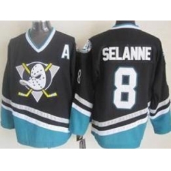 Anaheim Ducks 8 Teemu Selanne Black NHL Hockey Jersey