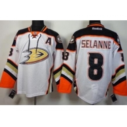 Anaheim Ducks 8 Teemu Selanne White Road Stitched NHL Jersey