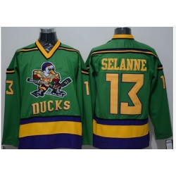Ducks #13 Teemu Selanne Green CCM Throwback Stitched NHL Jersey