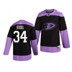 Ducks 34 Sam Steel Black Purple Hockey Fights Cancer Adidas Jersey