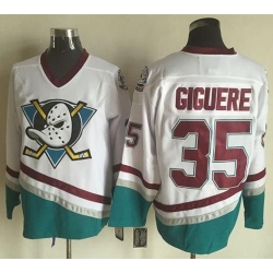 Ducks #35 Jean Sebastien Giguere White CCM Throwback Stitched NHL Jersey