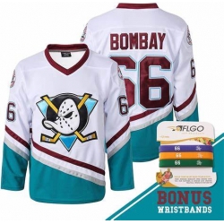 Men Adidas Mighty Ducks #66 Gordon Bombay White Stitched Hockey Jersey