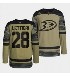 Men Anaheim Ducks 28 Vinni Lettieri 2022 Camo Military Appreciation Night Stitched jersey