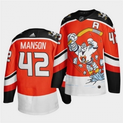 Men Anaheim Ducks 42 Josh Manson 2020 21 Orange Reverse Retro Stitched jersey