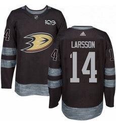 Mens Adidas Anaheim Ducks 14 Jacob Larsson Premier Black 1917 2017 100th Anniversary NHL Jersey 